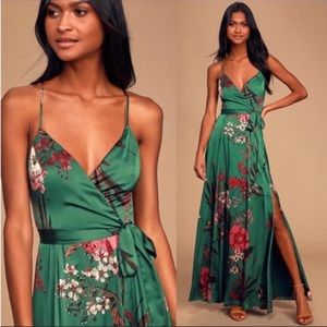 Lulu's Green Floral Backless Dress